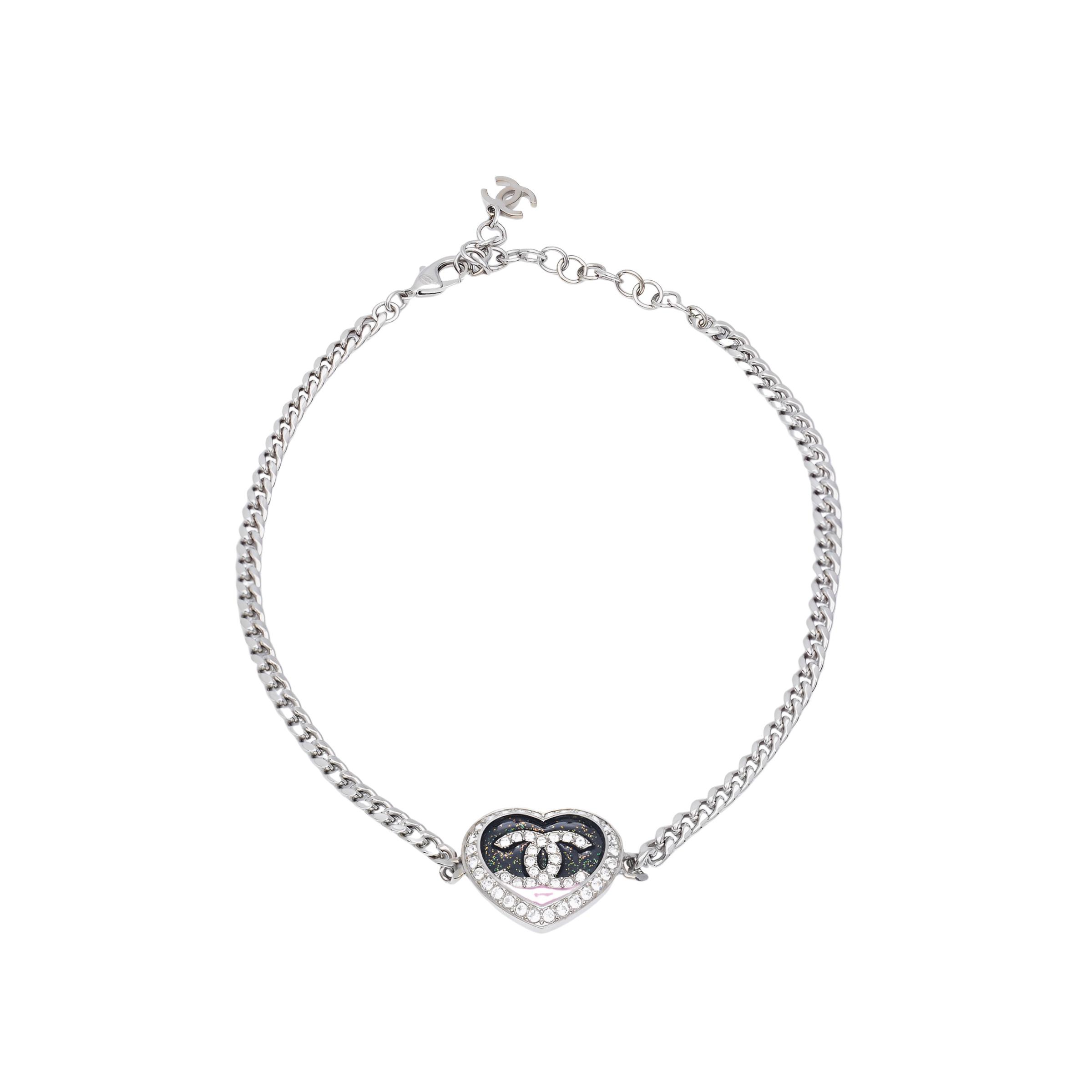 

Chanel CC Double C Heart Metal Necklace Women necklace Pink ABB649B14145NR713 Box+Padding Board