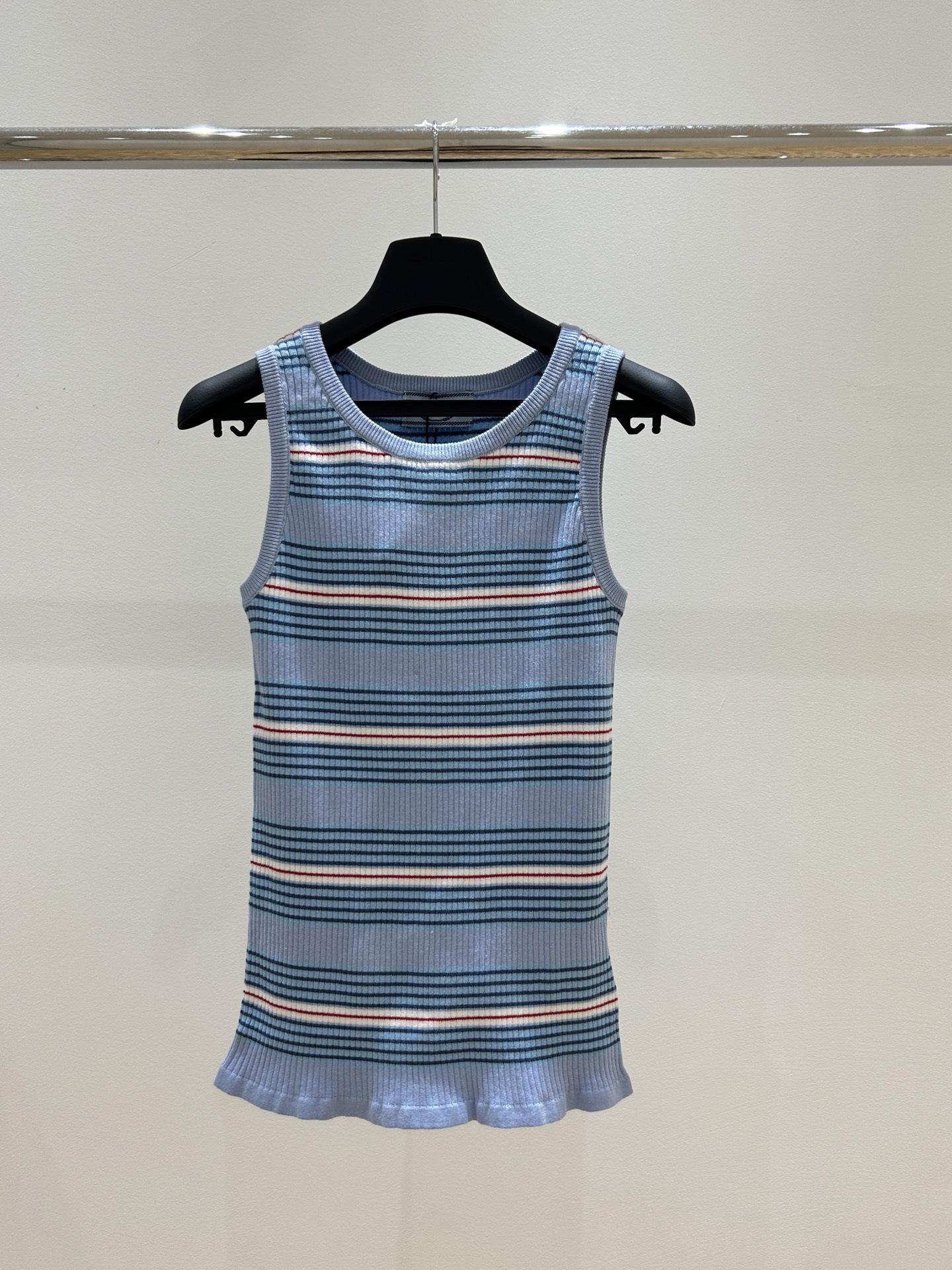 

25 Летний радужный полосатый вязаный топ на бретелях с U-образным вырезом S