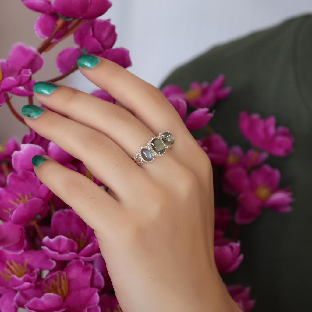 Inel pentru Femei cu Piatră Prețioasă Labradorit, Argint Sterling 925 Pur 100%, Bijuterii Handmade, Inel Argintiu, Ar8921