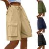 Women Loose Casual High Waist Cargo Pocket Knee Length Summer Shorts