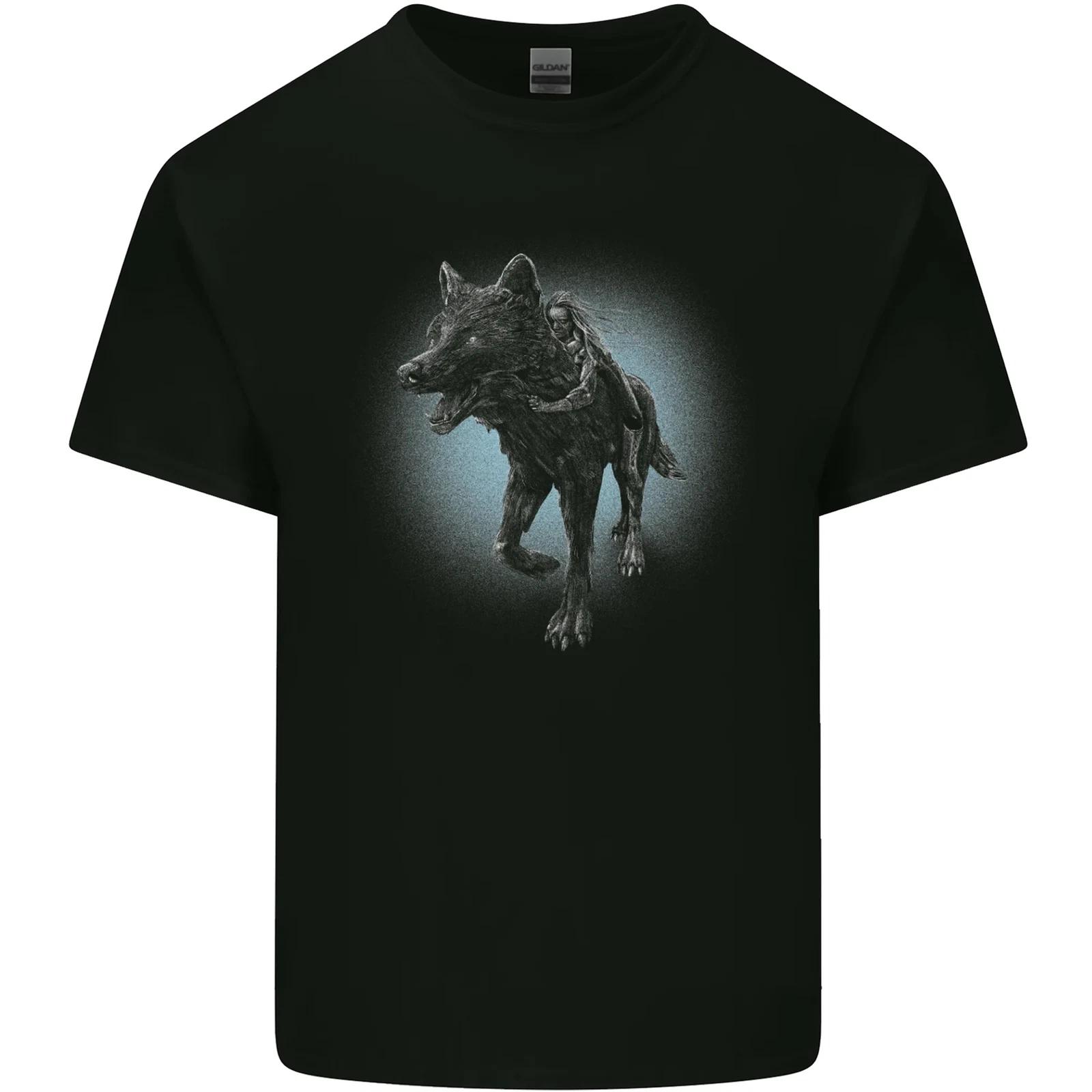 

A Girl on Wolf Kids T-Shirt Childrens 2XL