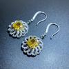 925 Sterling Silver Crushed Ice Radiant Cut 8 *8mm Yellow Sapphire Created Moissanite Drop Earrings Fine Jewelry