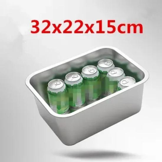 304 Stainless Steel Flat Bottom Rectangle Square Basin with Covered Dish Buffet Plate Food Basin Grilled Plate Bbq Storage Tray