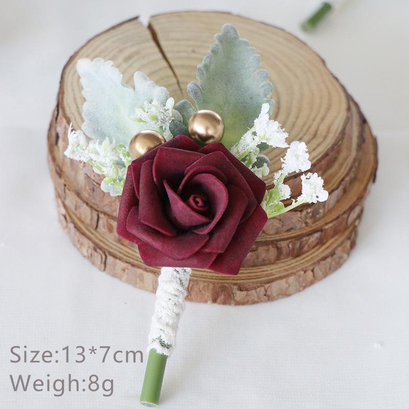 Flowers Wedding Corsage Pins White Pink Groom Men Wedding Witness Marriage Accessories Groom Boutonniere Wedding Classic Flower
