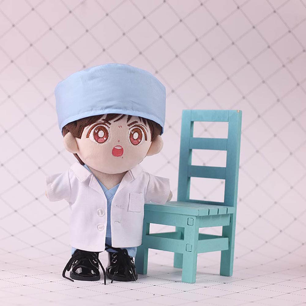 Niannyyhouse 20cm Doll Clothes - Cotton Doll Clothes - White Coat, Hat, T-shirt, Pants, Doctor's Outfit, Surgical Gown - Dress-up for Stuffed Animals