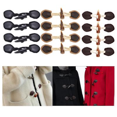 4 paires de boutons de fermeture à bouton à bascule en corne pour manteau, veste, couture, accessoire de bricolage
