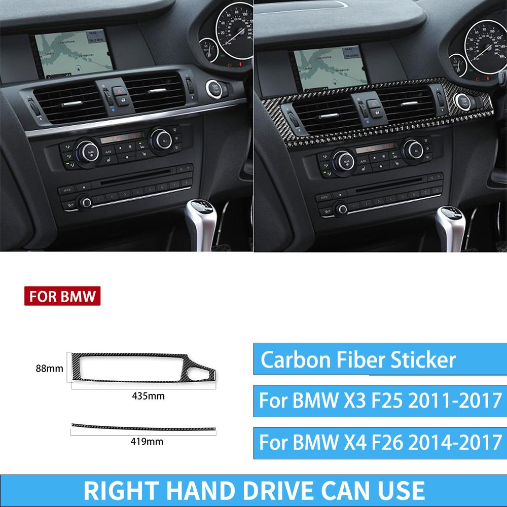 For BMW X3 F25 2011-2017 For X4 F26 2014-2017 Accessories Interior Dashboard Gear Outlet Full Set Kit Carbon Fiber Cover Sticker