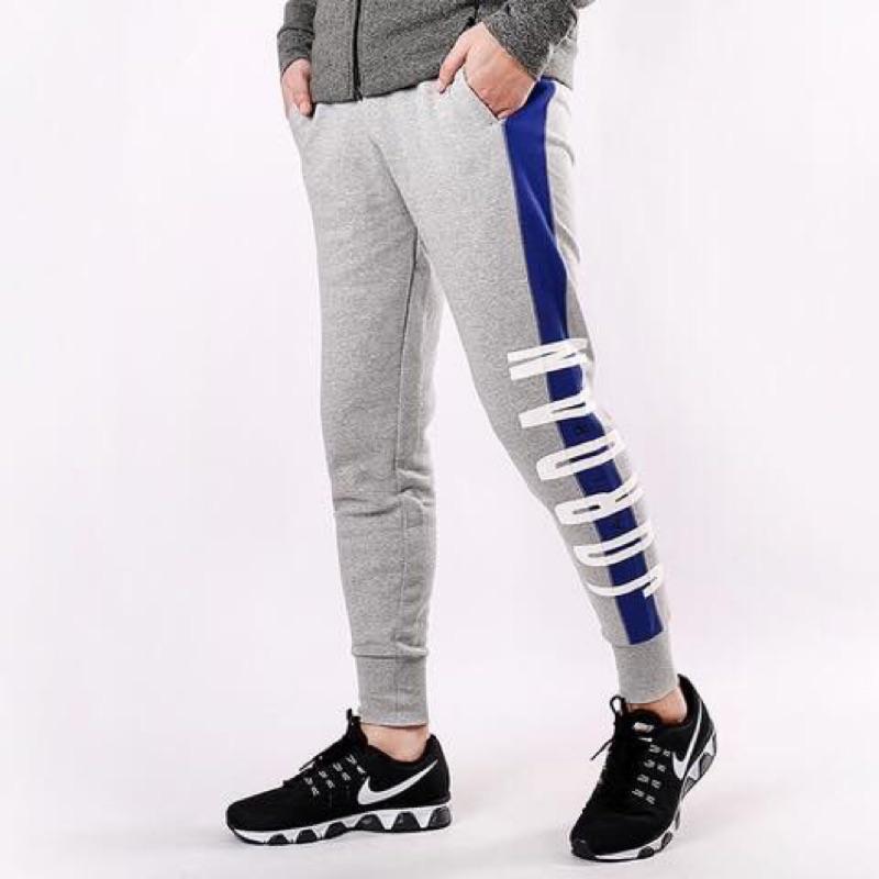 Jordan Patchwork Logo Joggers With Elastic And Warm Cuffs Men Bottoms Grey 845388-063