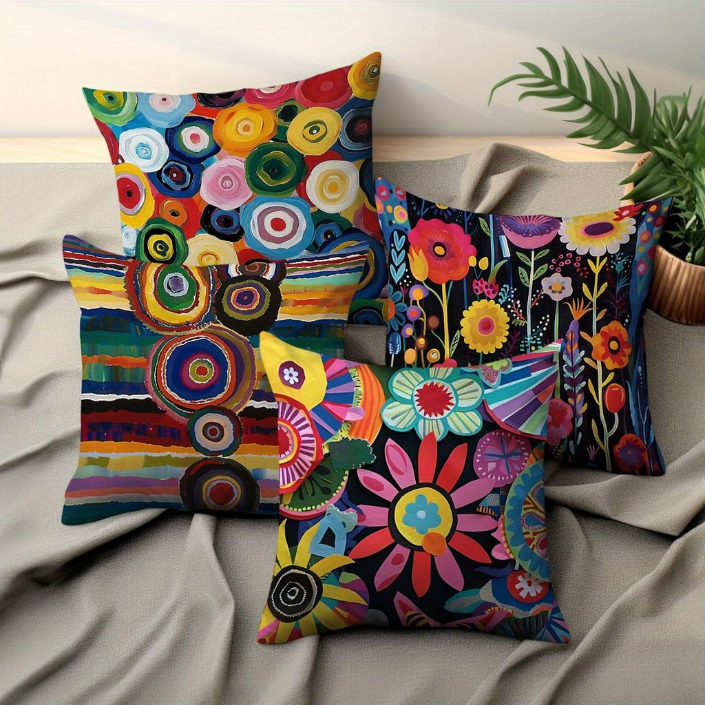 4Pcs Retro Ethnic Style Pillowcase, Mandala Mysterious Pattern, Bedroom And Living Room Home Decoration, Photo Background Props