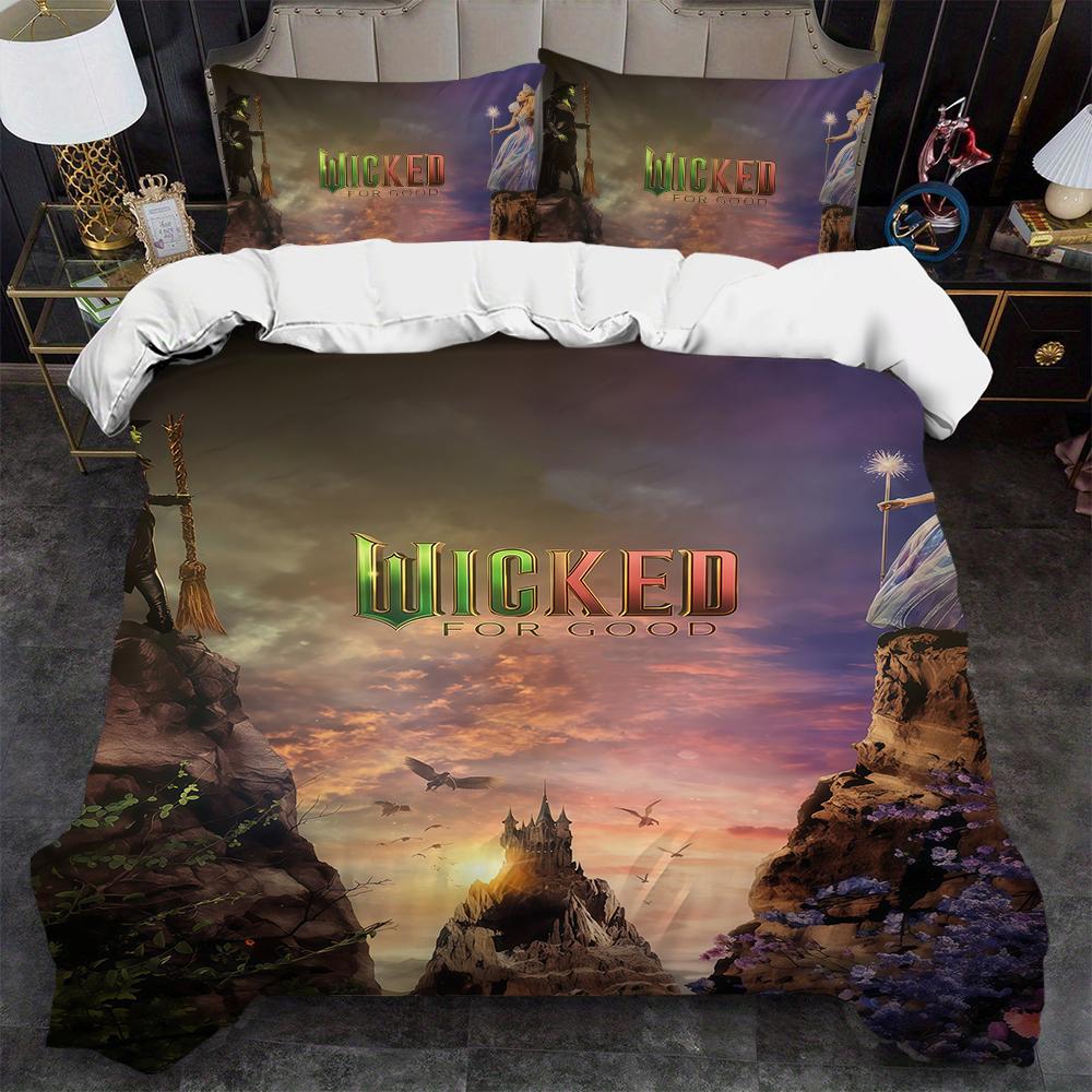 Movie W-Wicked For Good Duvet Cover Set Soft Wash Bed 3 Piece Summer Comfortable Student Dormitory Home Baby Bedding Best seller