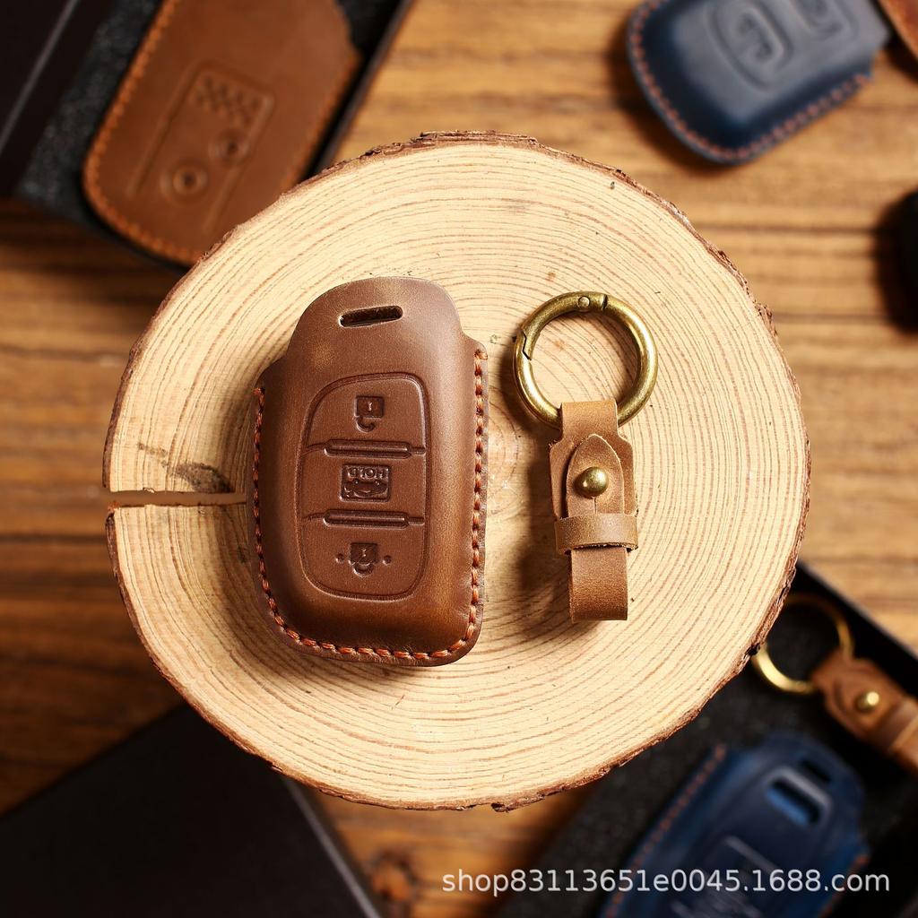 Leather Car Key Cover Case Protection Shell For Hyundai Ix25 Ix35 Ix45 I10 I20 Hb20 Elantra Solaris Sonata Santa Fe Sport Tucson