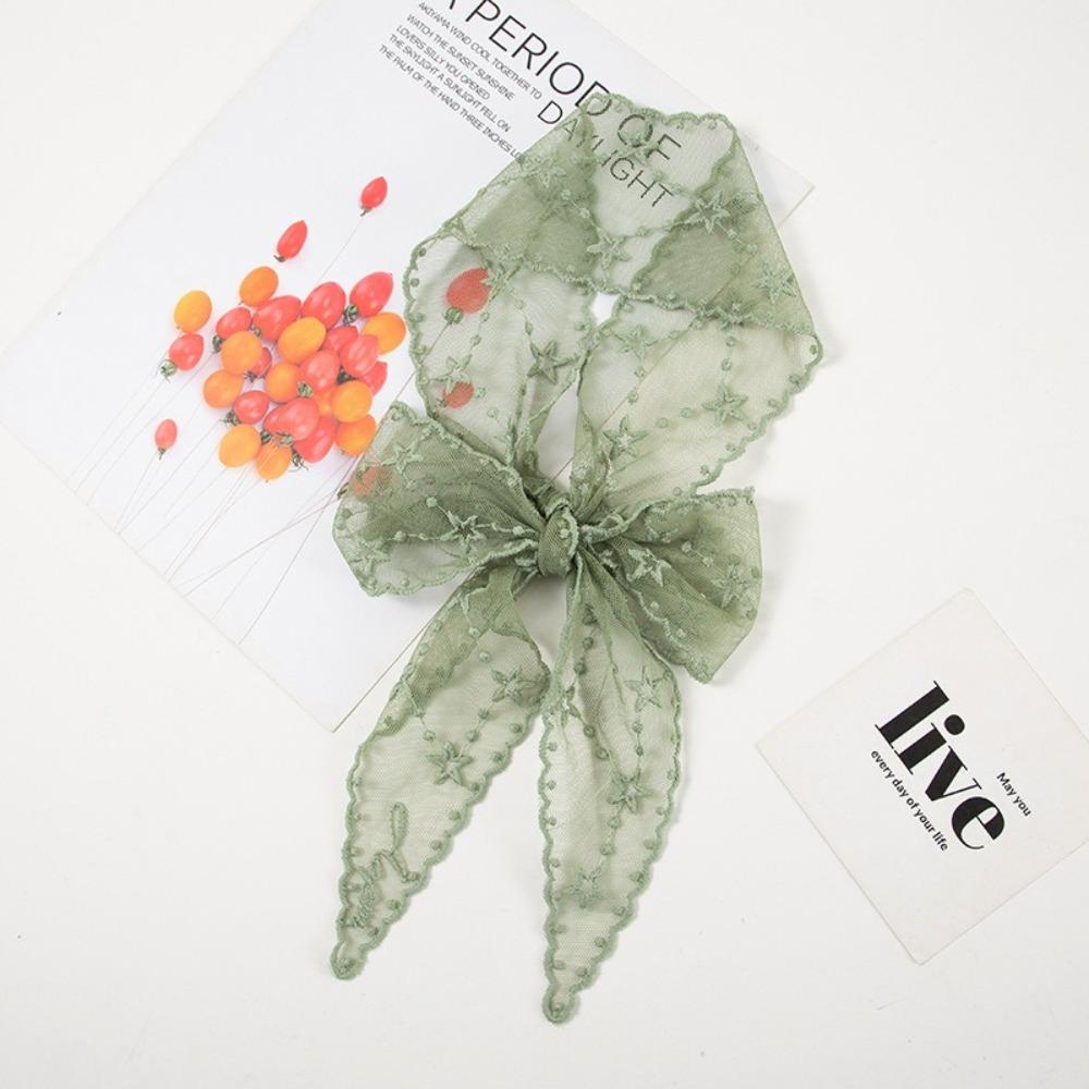 Embroidered Flower Women Narrow Long Scarf Elegant Sunscreen Shawl Ins Female Headscarf  Summer