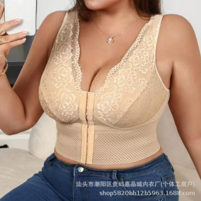 Sutiã Modelador Feminino com Botões Controle de Barriga Puxa-para-Cima Colete Respirável Vazado Sutiã Push-up