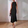 European & American Satin Sleeveless Silk-like Slit Dress for Women - Spring/Summer