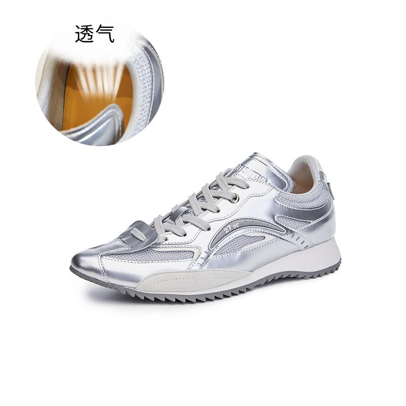 Leather dad shoes women's autumn new pointed versatile sports shoes women's casual platform shoes fashion women's shoes trend