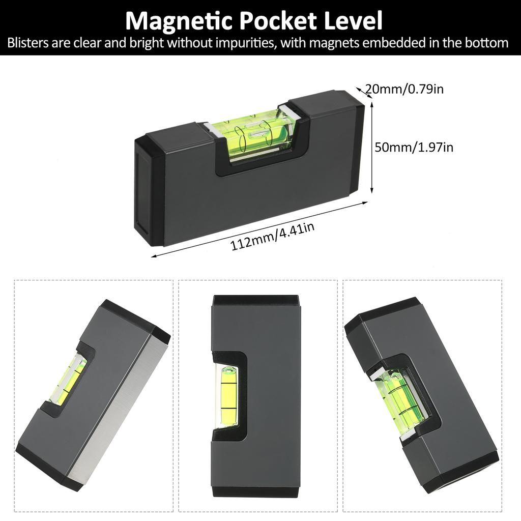 Mini Level Tool Set 4 In 1 Portable Small Bubble Level Magnetic Pocket Level T Level String Level Circular Level