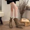 Retro Pleated Pile Boots Women's Thick Heel Short Boots 2025 New Autumn Martin Thin Boots V-mouth Thin Knight Boots