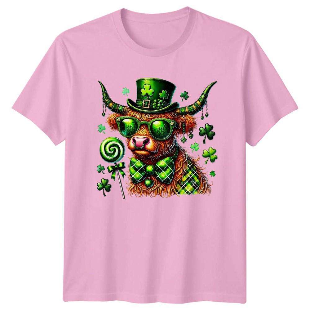 Highland Cow Saint Patricks Day Holidays Unisexs Unisexs Graphic Tee Shirt