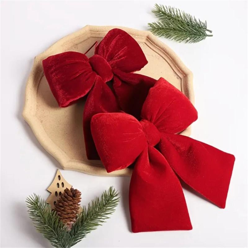 3Pcs Soft Velvety Fabric Bowknot Ornament Christmas Tree Bowknot Decoration For Mantels Wedding Festival Celebration