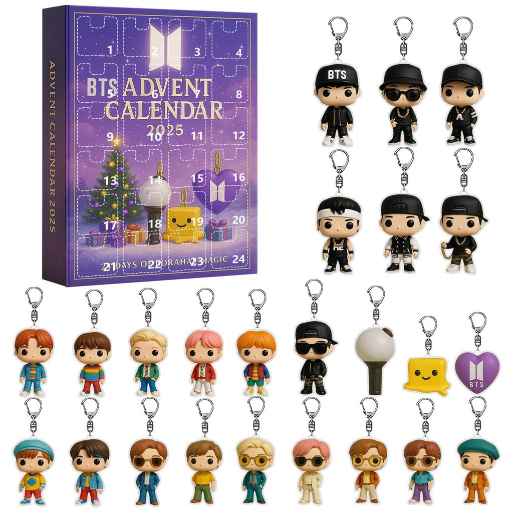 Bts Christmas Advent Calendar With Acrylic Keychain Ornaments For Holiday Gift Giving