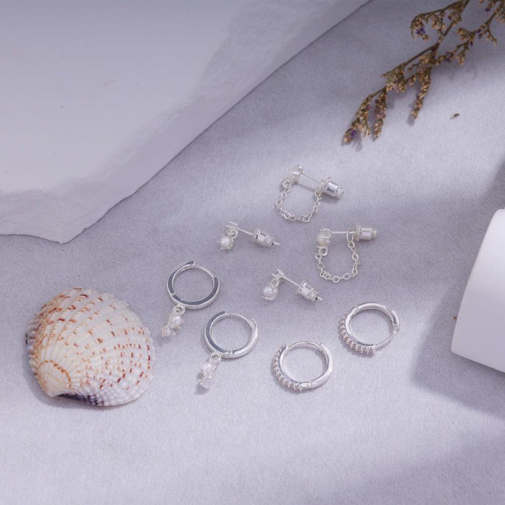 Hypoallergenic Pearl Drop Earrings Dainty Design Dangle Huggie Hoops  Women Jewelry