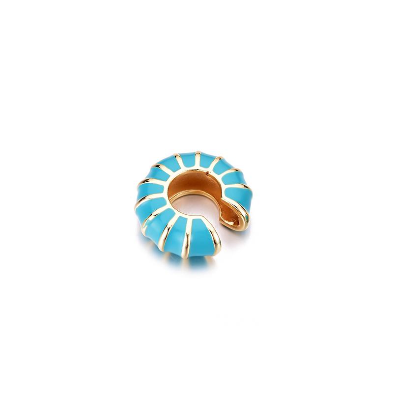 1 Piece Round Clip On Earrings Ear Cuffs Bohemian C Shaped Enamel Gold Color Zircon Non-Piercing Blue Black White Pink Earrings