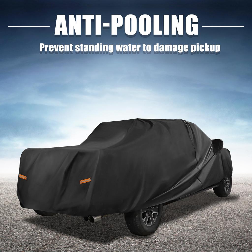 ACROPIX Pickup Truck Car Cover for Toyota Tacoma Double Cab with Feet 1 Piece 4-Door 6.1 Bed, Black,