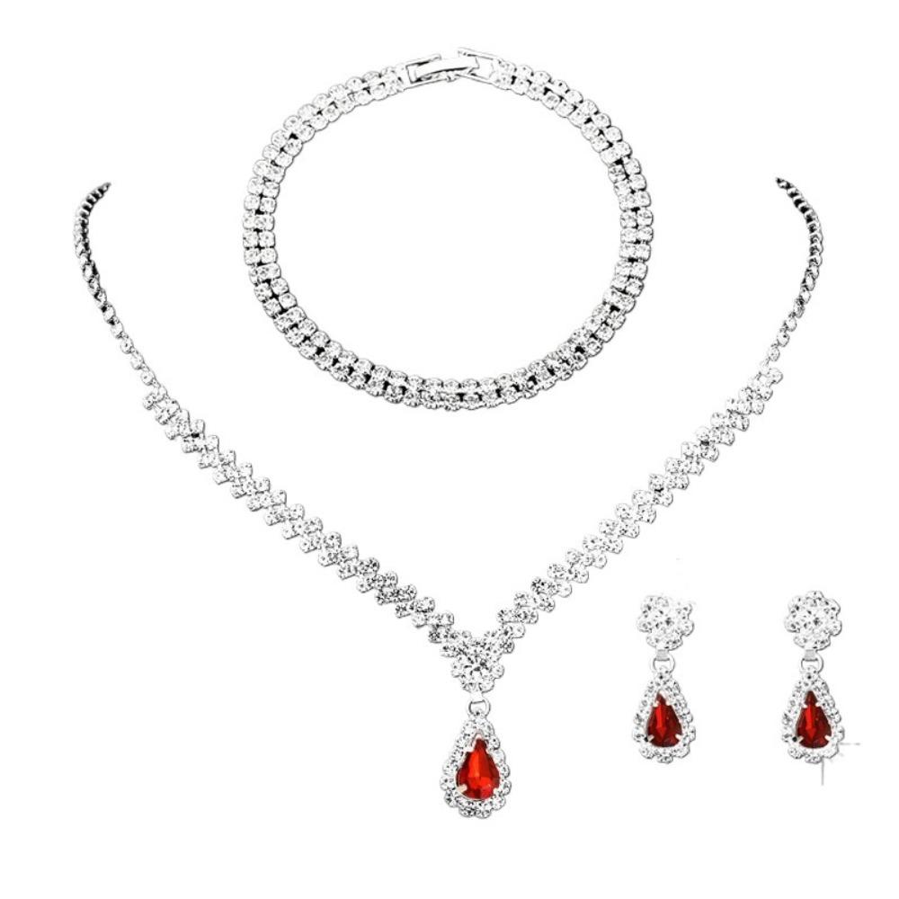 

Zinc Zinc Alloy Bridal Jewelry Set Round Droplet Wedding Rhinestone Set Brilliant Luxury Bracelet Holiday
