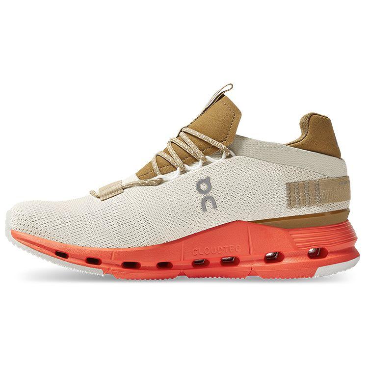On Cloudnova All-Weather Lightweight Comfortable Shock Absorbing Breathable Low-Top Running Shoes Women Sneaker Pearl-White Orange-Red 26.99178