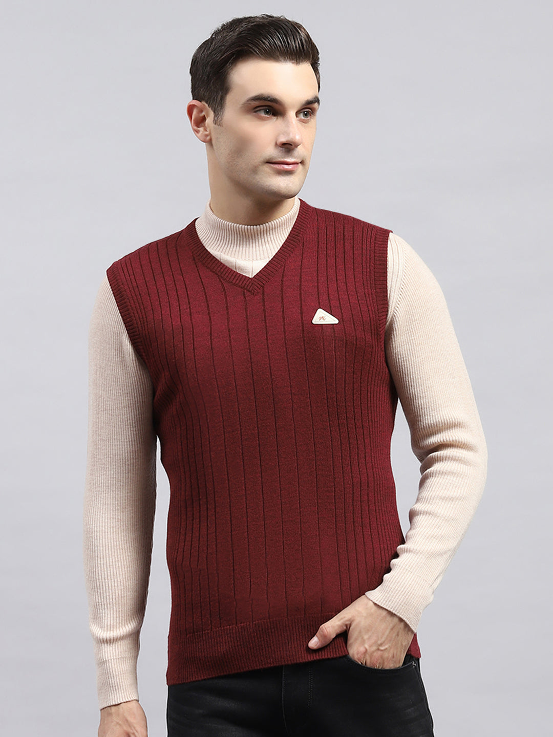Monte Carlo Mens Regular Fit Solid Sweater 3XL малиновый