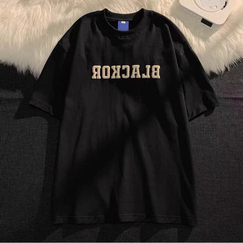 

Модная винтажная коричневая футболка из чистого хлопка тяжелого веса больших размеров с коротким рукавом, мужская и женская, трендовый бренд, парные топы с рукавом до локтя Black 5XL