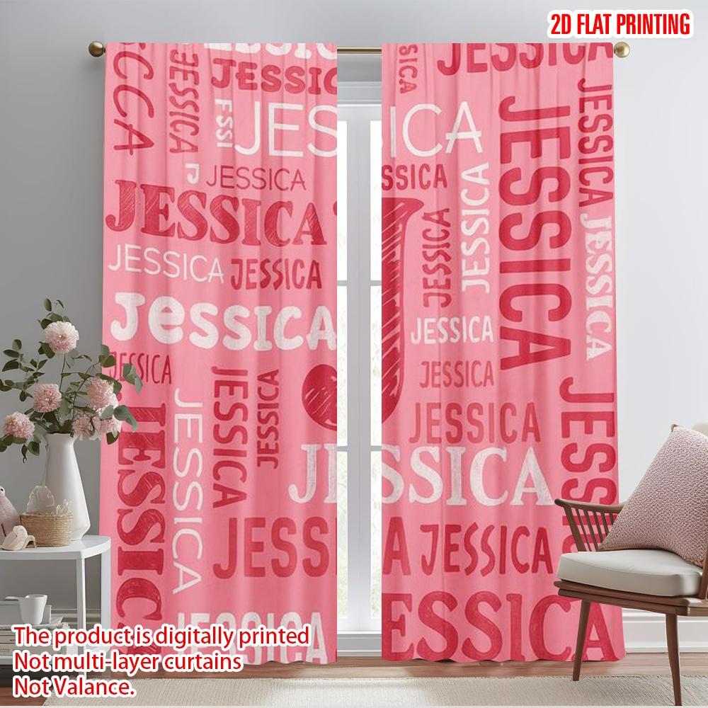 

2pcs,2D plane printing Curtain Fabric Jessica Tapestry Versatile Polyester Fabric (without rod) Home Decor Use for Living Room, 52.50×116.00 CM 2pcs
