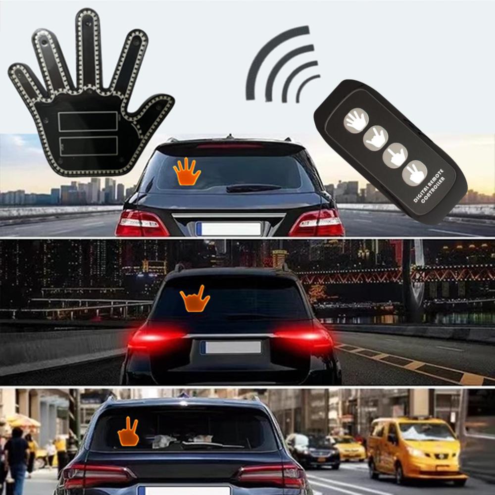 Gesture LED Wireless Adhesive LED Light Car Inside Window Sign Road Rage Middle Finger Up Funny Palm LED Hand Light