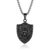 Saint Michael Archangel Stainless Steel Pendant Men's Necklace - Warrior Angel with Sword and Shield