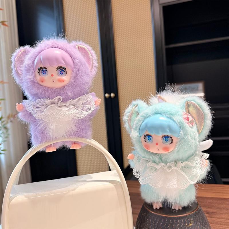 Cute Angel Wings Plush Lace Vinyl Doll Series Pendant Keychain Backapck Hangings Decoration Gift
