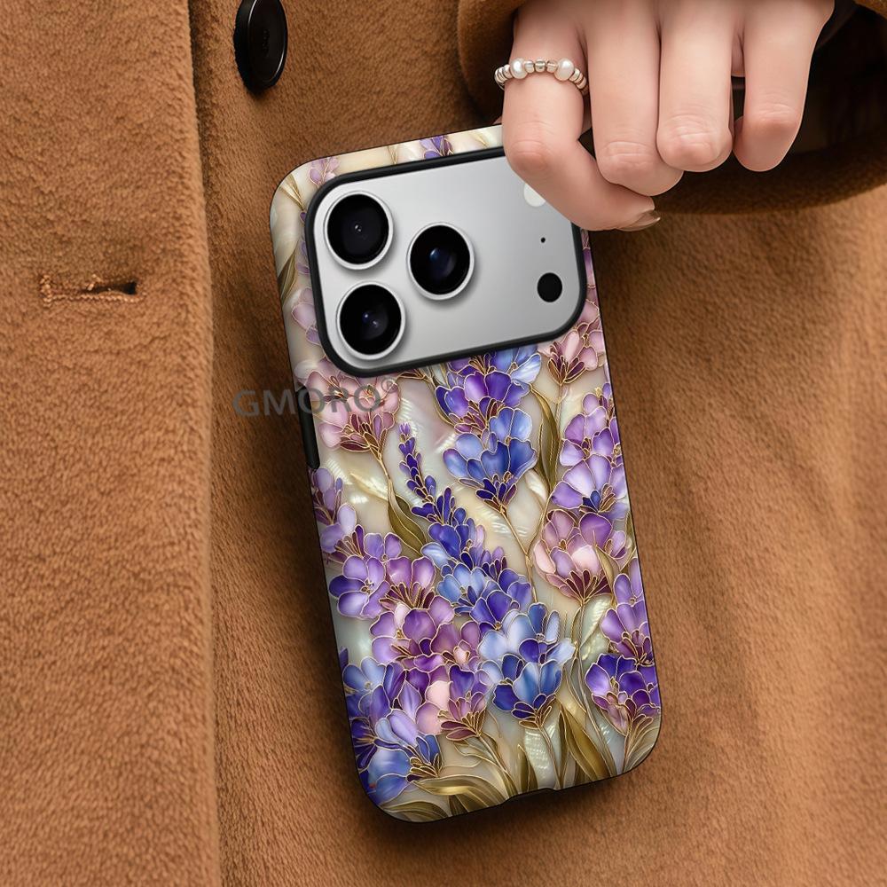 Light luxury premium gilt lavender oil painting mobile phone case iPhone13pm magnetic film case Apple 17promax