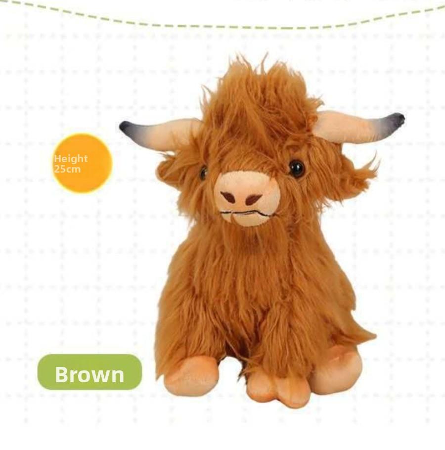 Simulation Highland Cow Animal Plush Doll Gentle Stuffed Highland Cow Cattlle Plush Toy Plushie Present designed for Children Boys Girls