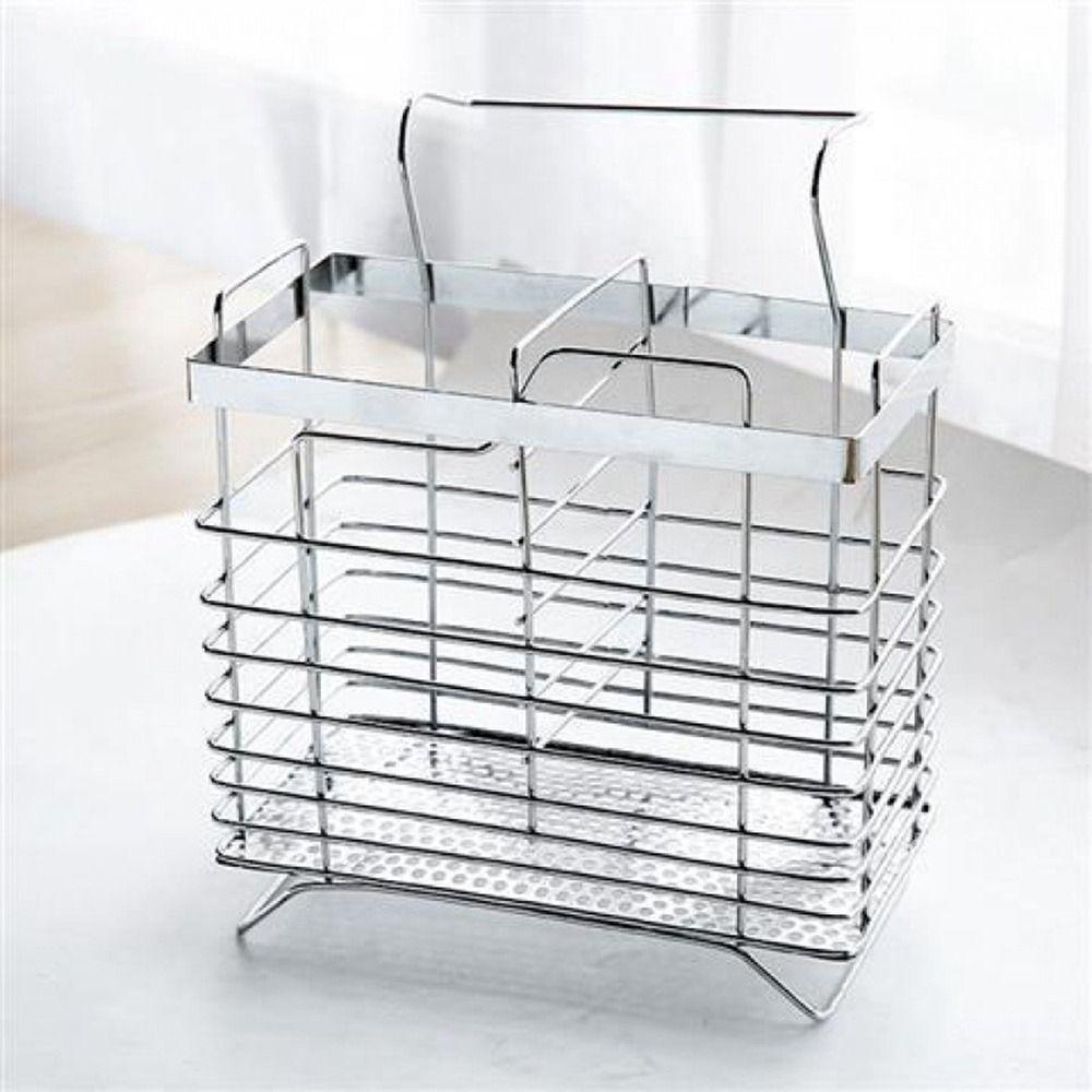 Rectangular Stainless Steel Chopsticks Cage Metal Cutlery Holder Tableware Tube  Spoon