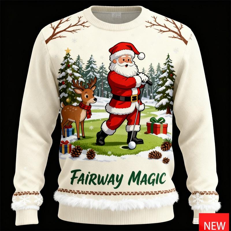 3D Printed Funny Santa Claus Play Golf Graphic Ugly Christmas Sweater for Women New Xmas Pullovers Sweatshirts Cool Jumper Tops