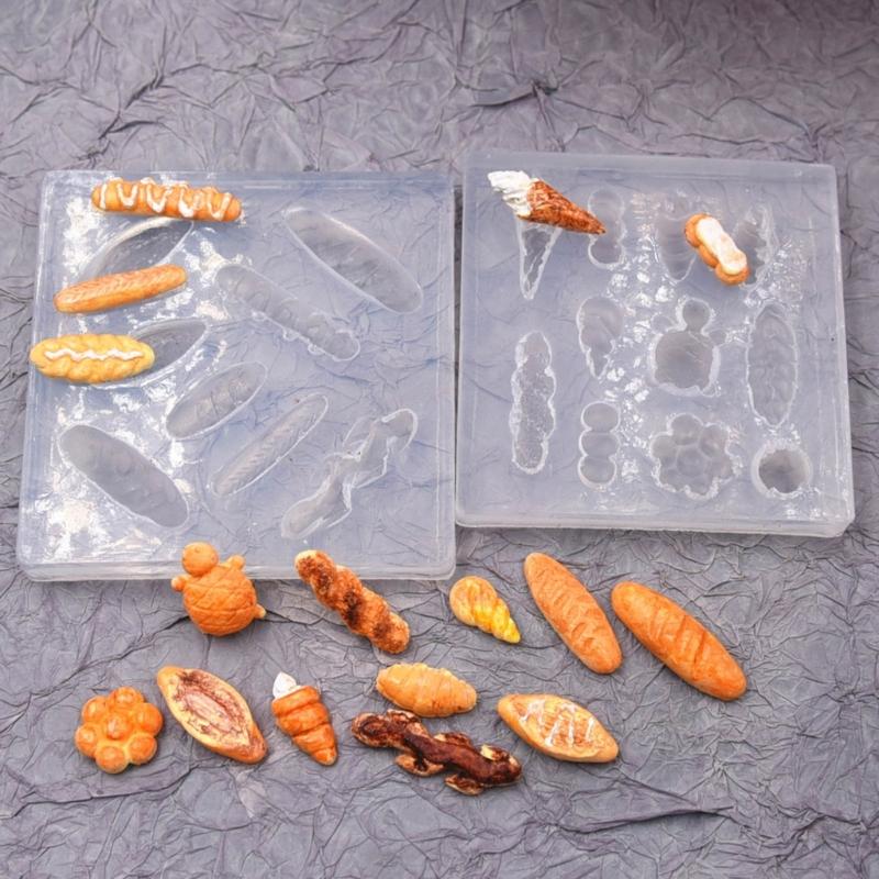 Mini Bread Silicone Molds Resin Casting Molds for Food Toy Bread Candy Chocolate Jewellery Accessories Making