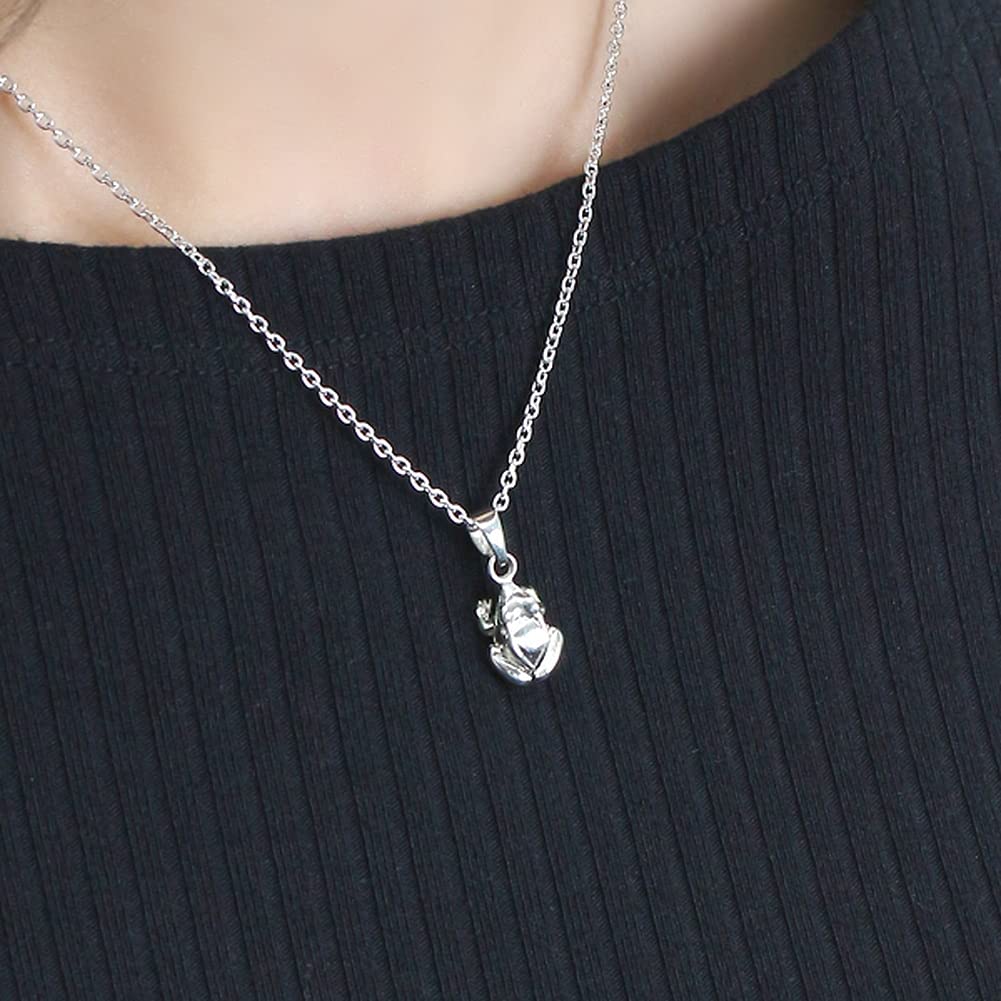 Shinjuku Gin No Kura Green Frog Silver 925 Pendant Top (Chain Not Included) Women's Necklace Charm Frog Miniature Lucky Charm for Work Luck