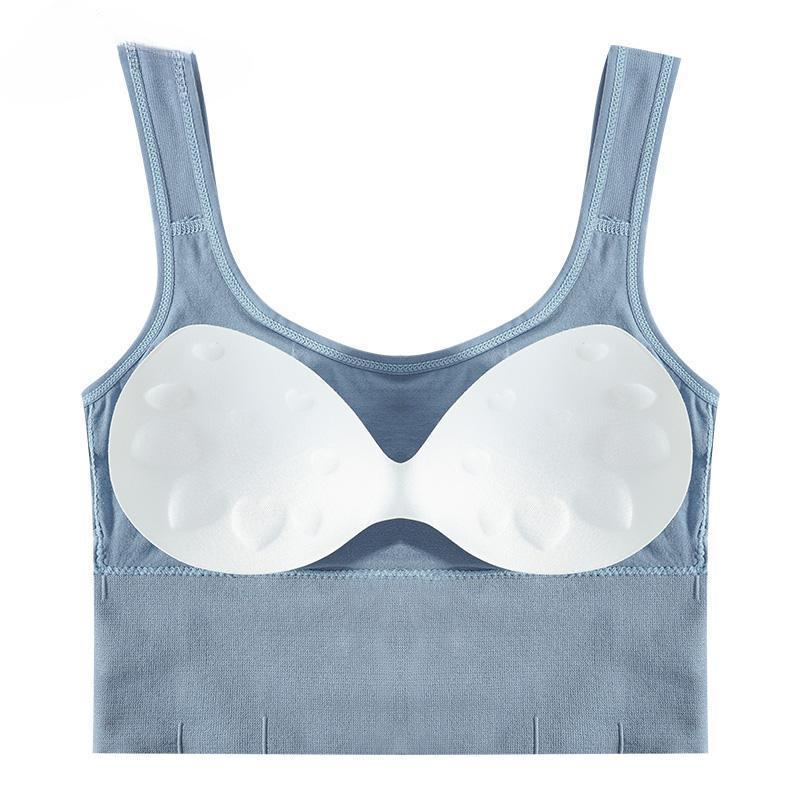 Women Crop Top Fitness Tank Top Padded Sports Bra Casual Streetwear Camisole Female Underwear Removable Pads Seamless Bra