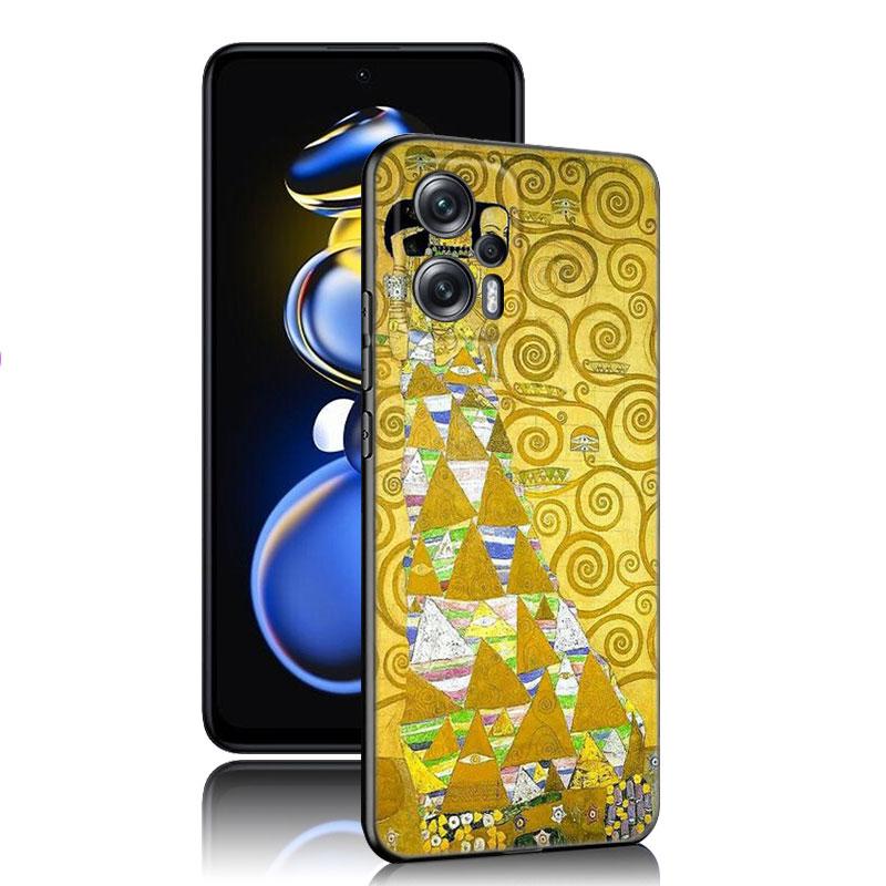 Art Gustav Klimt Black Silicone Phone Case For Xiaomi POCO X3 X4 NFC F5 M3 M4 M6 X5 X6 Pro F3 F4 GT 5G C55 C65 M5
