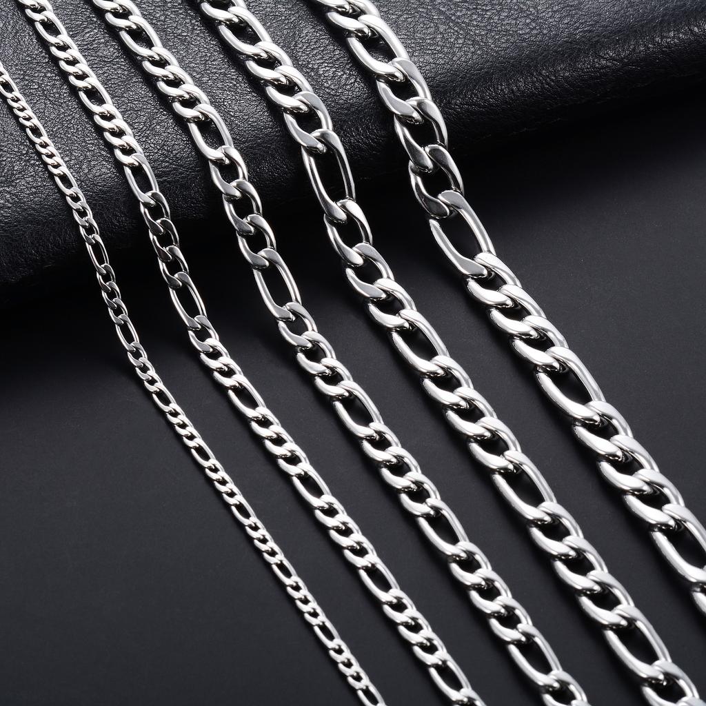 3-11.5mm Men's Stainless Steel Link Figaro Chain Necklace for Women Punk Boy Copper Color Choker Metal Jewelry Accessories Gift