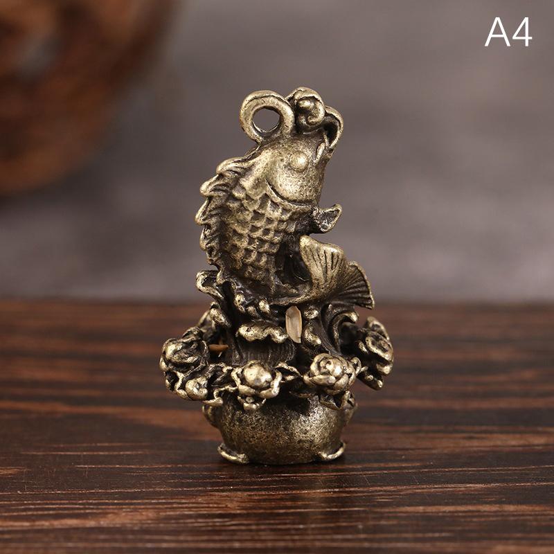 1PC Statue Figurine Reichtum Messing Dekor Wohlstand Chinesischen Stil Ornament Qilin Drachen Glück Tier Fengshui Vintage