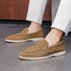 Men's loafers spring and autumn classic simple and comfortable leather beef suede beanie shoes versatile one-pedal casual leather shoes