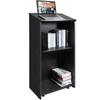Podium Stand, 119 Cm Hostess Stand with 4 Rolling Wheels, Wood Podium with Storage Shelves, and Slant Desktop, Lecterns & Podiums for Church, Office,