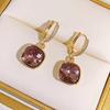 New Green Crystal Geometric Square Earrings for Women, Niche Temperament Earrings