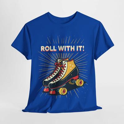 T-shirt Retro Unisex per Pattinaggio a Rotelle – Roll with It Grafica Divertente Maglietta in Cotone