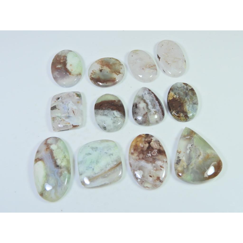 317Cts. Natural Chrysoprase Mix Shape Cabachon Loose Gemstone 12 Pcs Lot C-2567